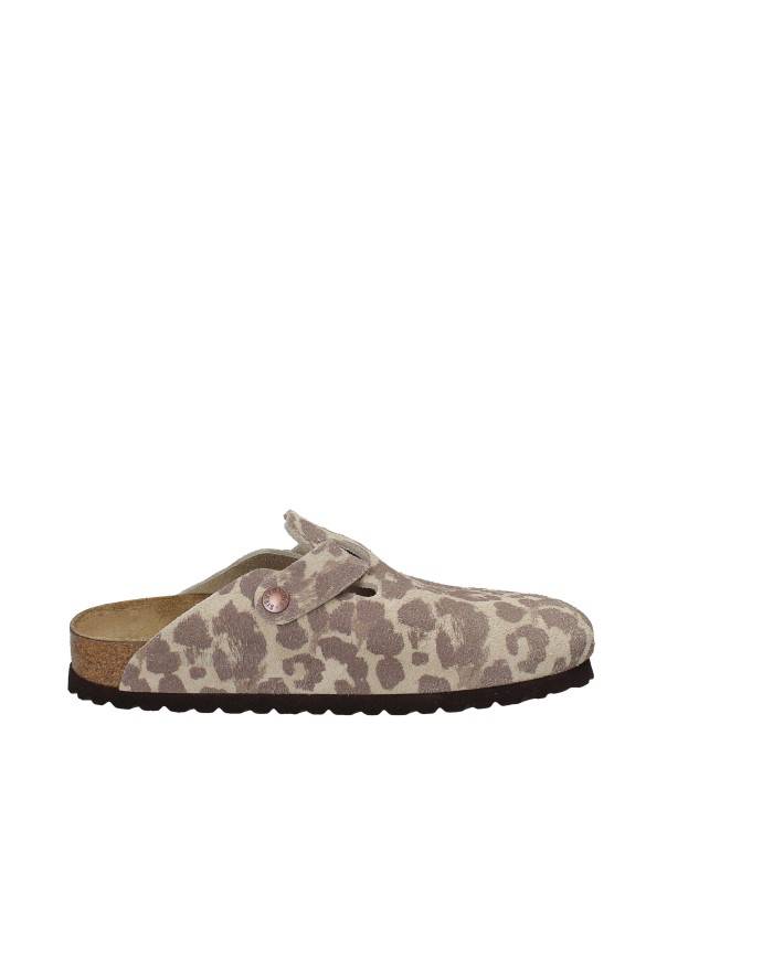 Birkenstock Boston.1033324 Sandalo basso Boston in camoscio stampato Leopardo