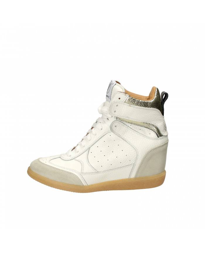 Lemaré Sneaker alta in pelle martellata Bianco e Oro 2552 Nuova Col...