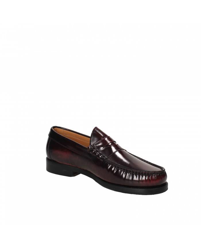 Florsheim Mocassino in pelle spazzolata Bordeaux 51757 Nuova Collez...