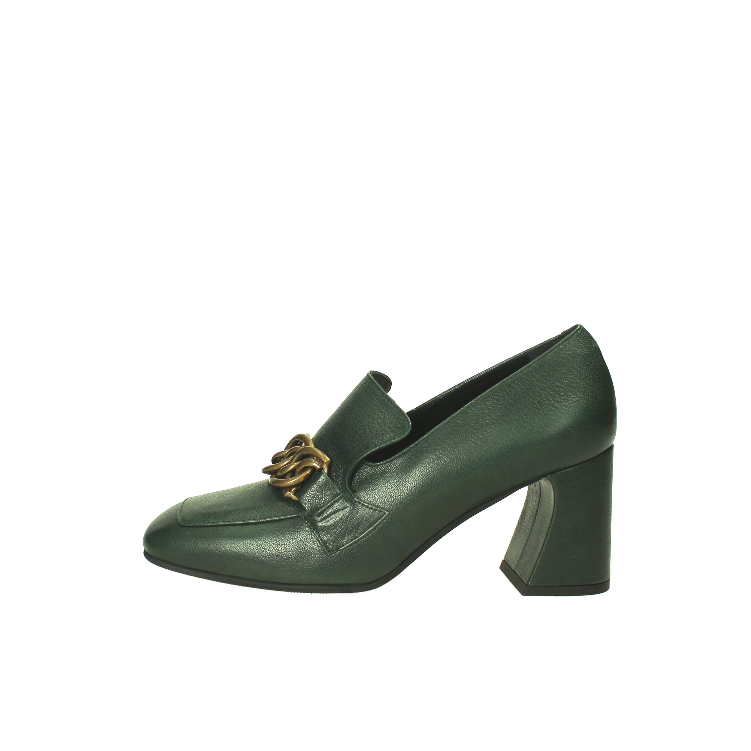 Mocassino verde pelle