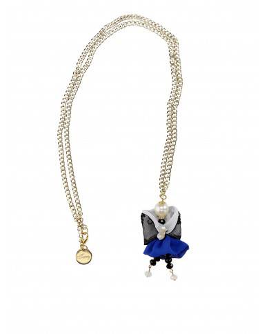 Terry Bijoux Collana con pendente in tessuto Nero e Bluette DOLFOR ... Terry Bijoux Collana con pendente in tessuto Nero e Bluette DOLFOR ...
