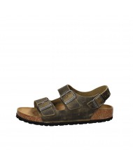 Birkenstock Sandalo in pelle Khaki MILANO.1019454 Nuova Collezione ...