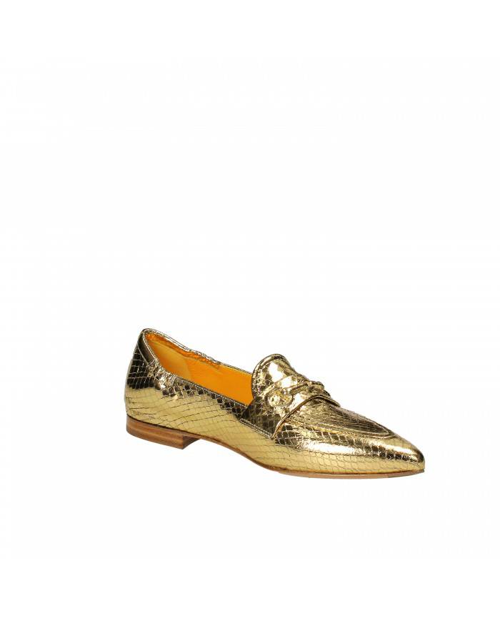Mara Bini Mocassino laminato effetto pitonato Oro N106 Nuova Collez...