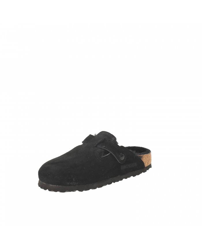 Birkenstock Sabot in shearling e camoscio Nero BOSTON.259883 Nuova ...