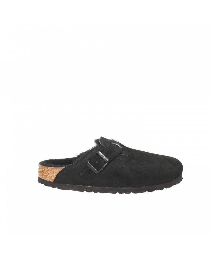 Birkenstock Sabot in shearling e camoscio Nero BOSTON.259883 Nuova ...
