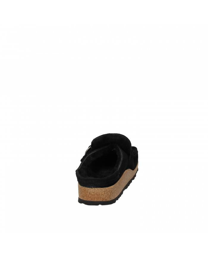 Birkenstock Sabot in shearling e camoscio Nero Buckley.1018126 Nuov