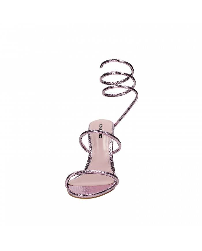 Lola Cruz Sandalo in pelle laminata Lilla 341.Z51BK Nuova Collezion...