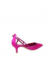 Lella Baldi Scarpa con tacco in raso Fucsia Fluo LT513T Nuova Colle...
