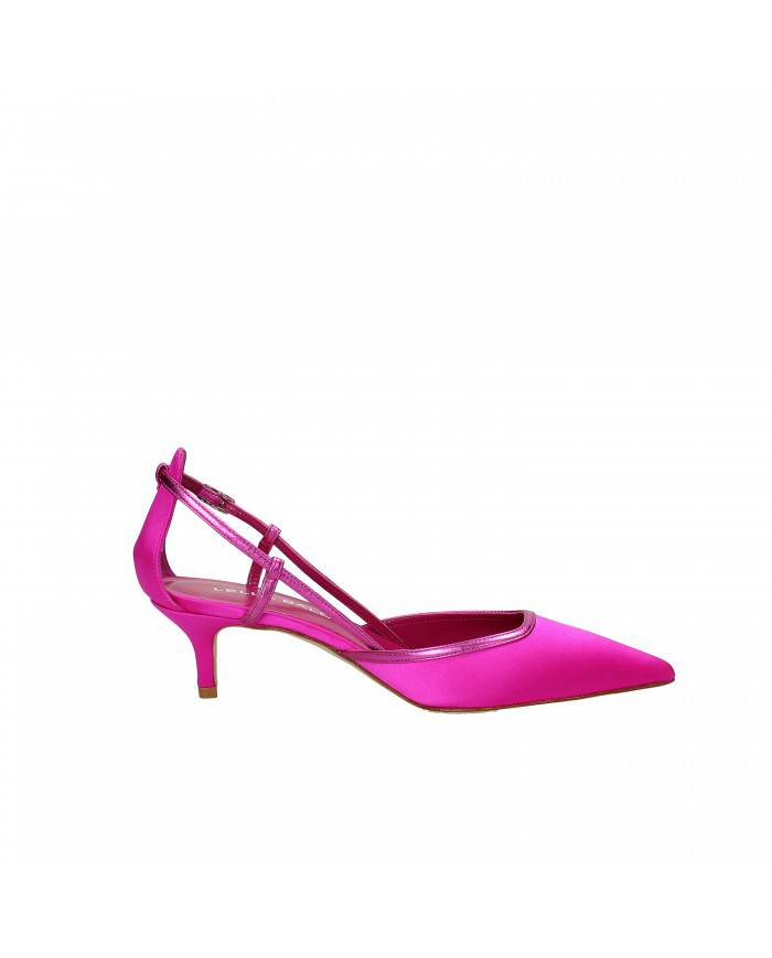 Lella Baldi Scarpa con tacco in raso Fucsia Fluo LT513T Nuova Colle...