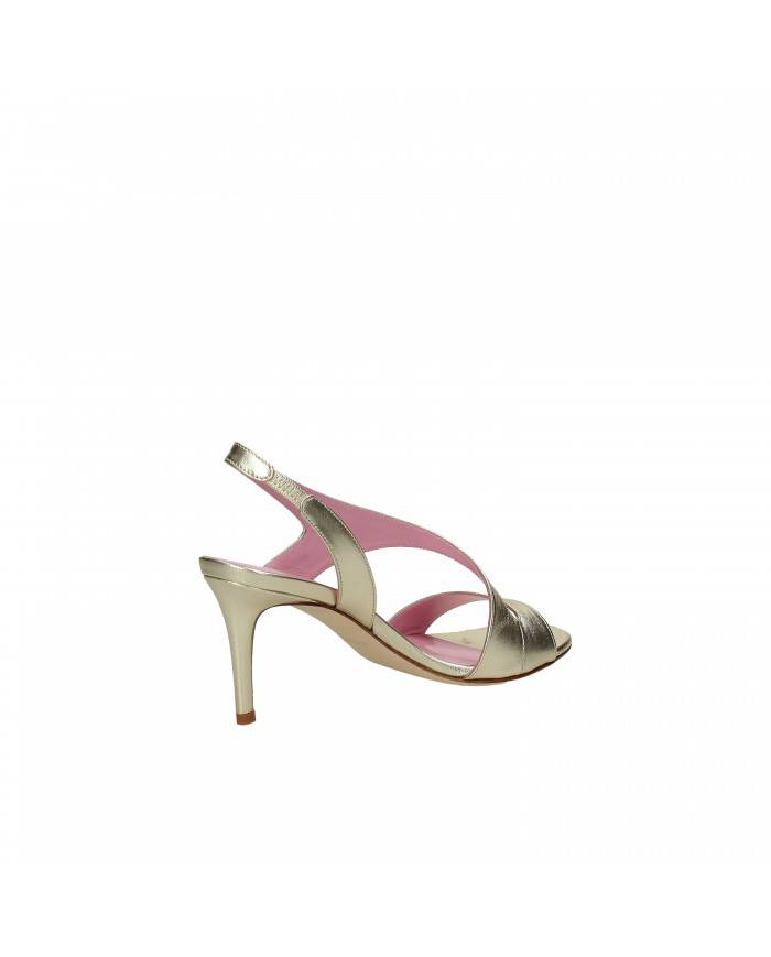 Lella Baldi Sandalo in pelle laminata Platino LT532 Nuova Collezion...