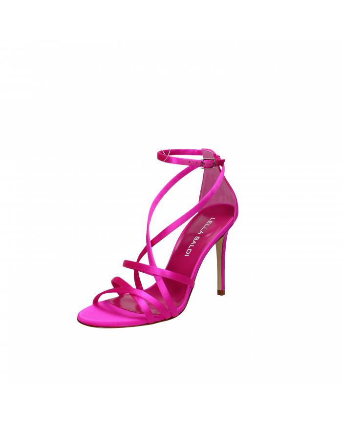 Lella Baldi Sandalo in raso Fucsia Fluo LT540T Nuova Collezione Lel...