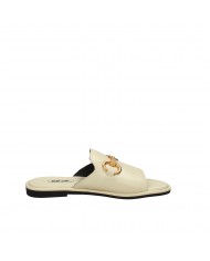 Bibi Lou Sandalo basso in pelle Off White 539z10vk Nuova Collezione...