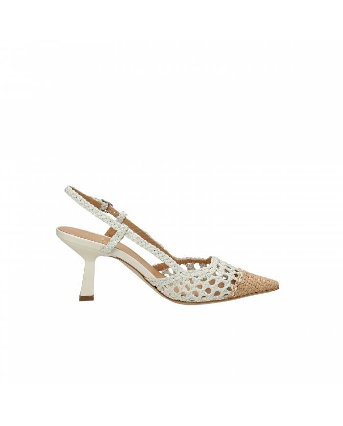 Chantal Slingback in pelle Beige e Bianco 1916 Nuova Collezione Cha...