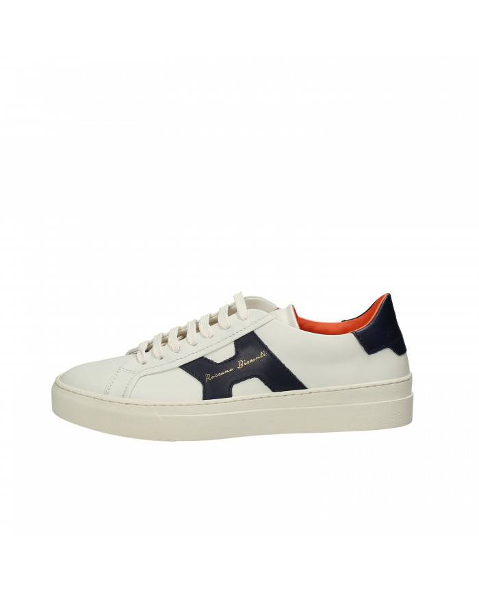 Rossano Bisconti Sneaker in pelle Bianco e Blu 564-01B Nuova Collez...