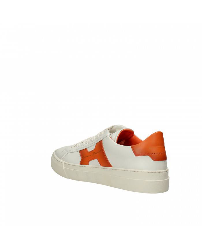 Rossano Bisconti Sneaker in pelle Bianco e Arancio 564-01B Nuova Co...