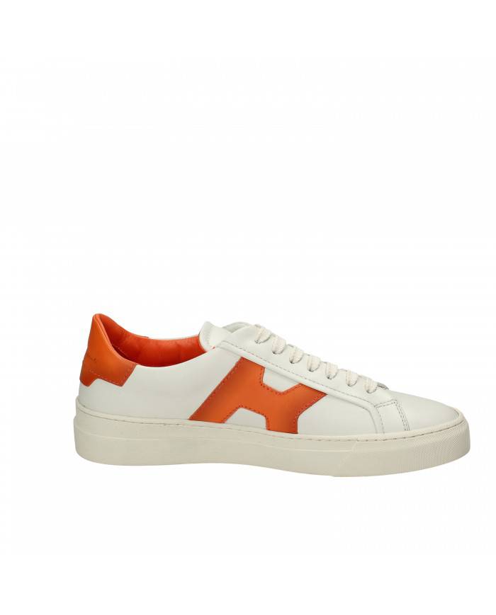 Rossano Bisconti Sneaker in pelle Bianco e Arancio 564-01B Nuova Co...