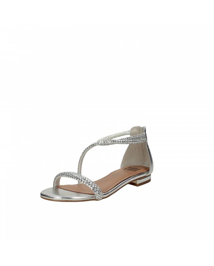 Bibi Lou Sandalo basso in pelle laminata Argento 878z00hg Nuova Col...