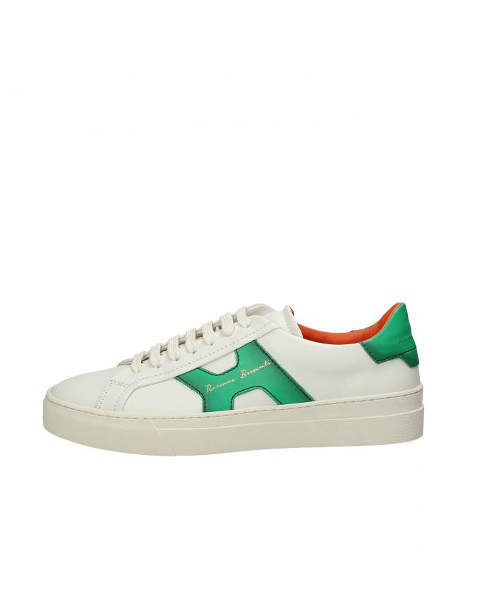 Rossano Bisconti Sneaker in pelle Bianco e Verde 564-01B Nuova Coll...