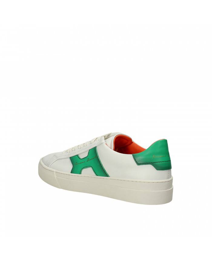 Rossano Bisconti Sneaker in pelle Bianco e Verde 564-01B Nuova Coll...