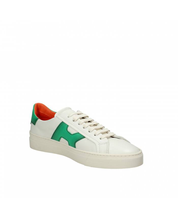 Rossano Bisconti Sneaker in pelle Bianco e Verde 564-01B Nuova Coll...