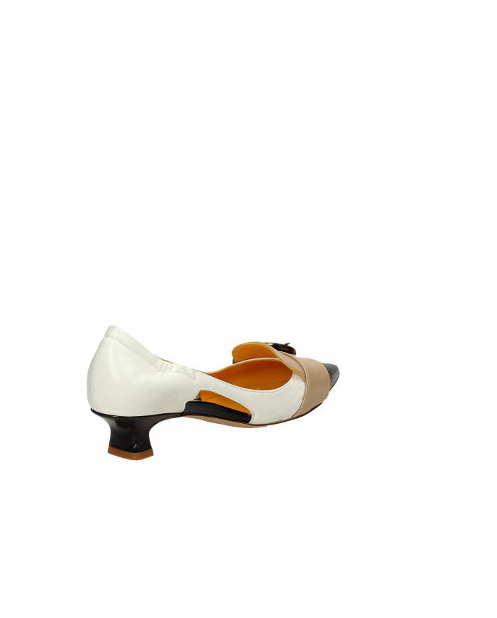 Mara Bini Scarpa con tacco in nappa Bianco e Nero S115 Nuova Collez...