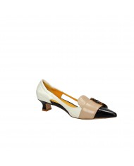 Mara Bini Scarpa con tacco in nappa Bianco e Nero S115 Nuova Collez...