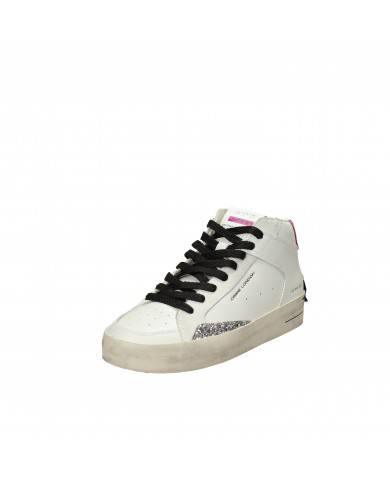 Crime London Sneaker in pelle Bianco e Viola Sk8 Delux Mid.28153 Nu...