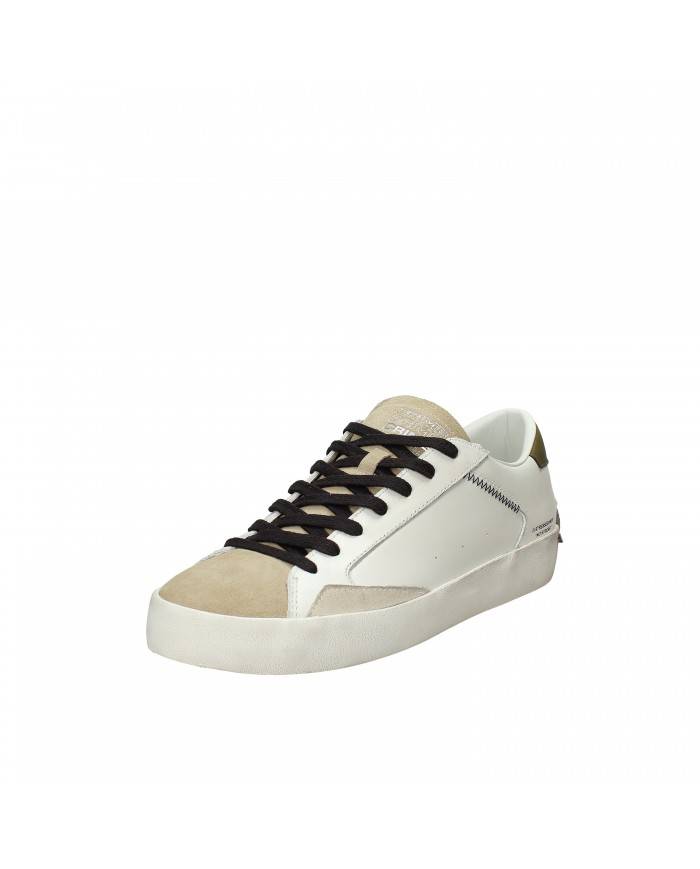 Crime London Sneaker in pelle e camoscio Bianco e Beige Distressed....