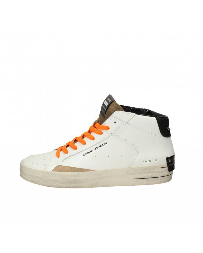 Crime London Sneaker in pelle Bianco e Arancio Sk8 Delux Mid.18150 ...