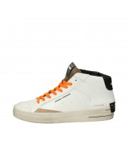 Crime London Sneaker in pelle Bianco e Arancio Sk8 Delux Mid.18150 ...