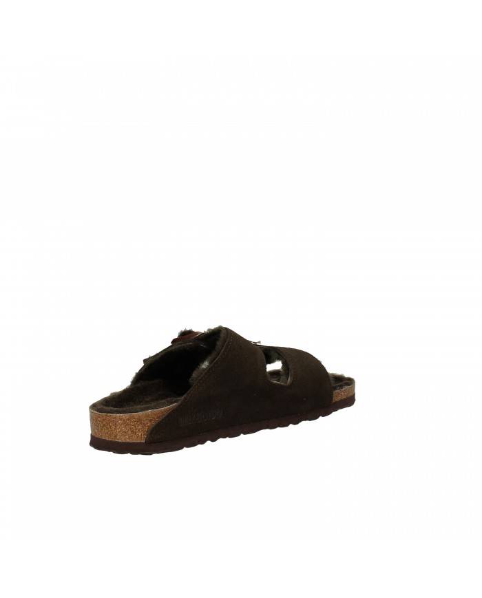 Birkenstock Sandalo in shearling e camoscio Mocca Arizona Shearling... Birkenstock Sandalo in shearling e camoscio Mocca Arizona Shearling...