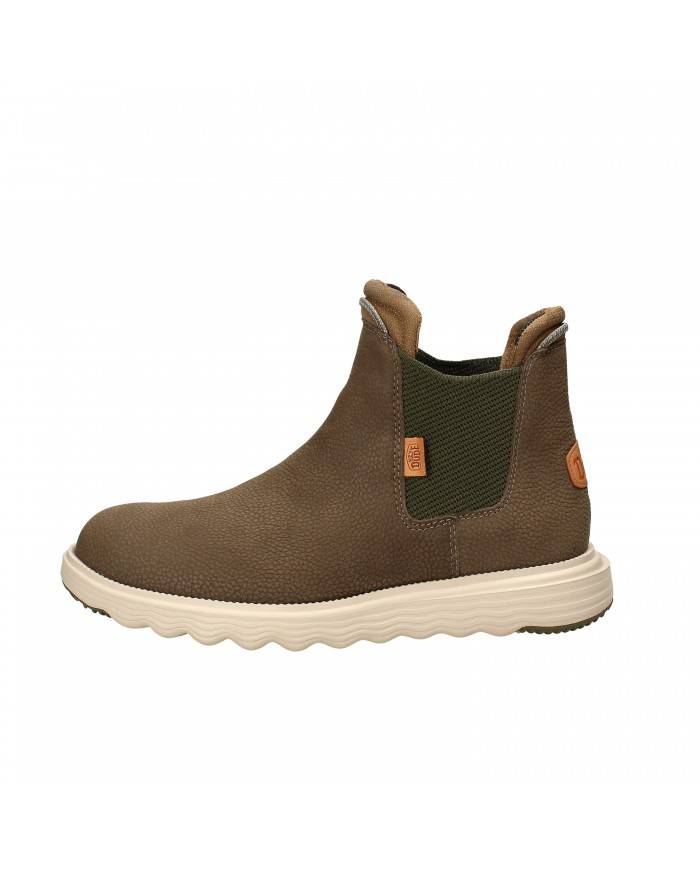 Hey Dude Shoes Polacchino in nabuk Verde Militare Branson Boot Craf...