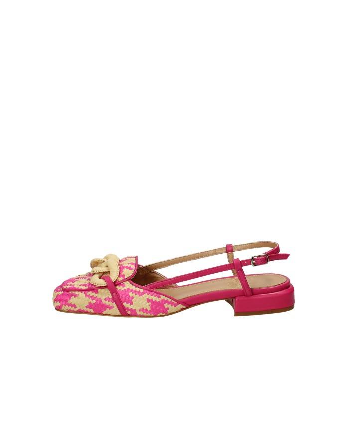 Chantal 2340 Slingback in rafia Fucsia e Beige Chantal 2340 Slingback in rafia Fucsia e Beige