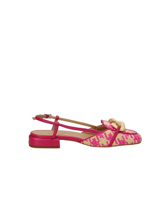 Chantal 2340 Slingback in rafia Fucsia e Beige Chantal 2340 Slingback in rafia Fucsia e Beige