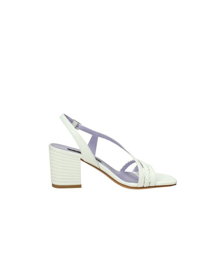 Albano 5087 Sandalo in nappa con tacco Bianco Albano 5087 Sandalo in nappa con tacco Bianco