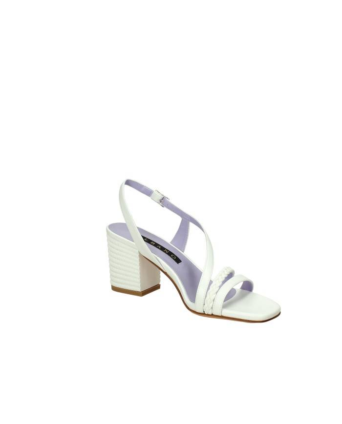 Albano 5087 Sandalo in nappa con tacco Bianco Albano 5087 Sandalo in nappa con tacco Bianco
