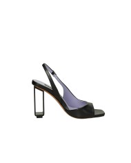 Albano 5157 Sandalo in pelle con tacco metallo Nero