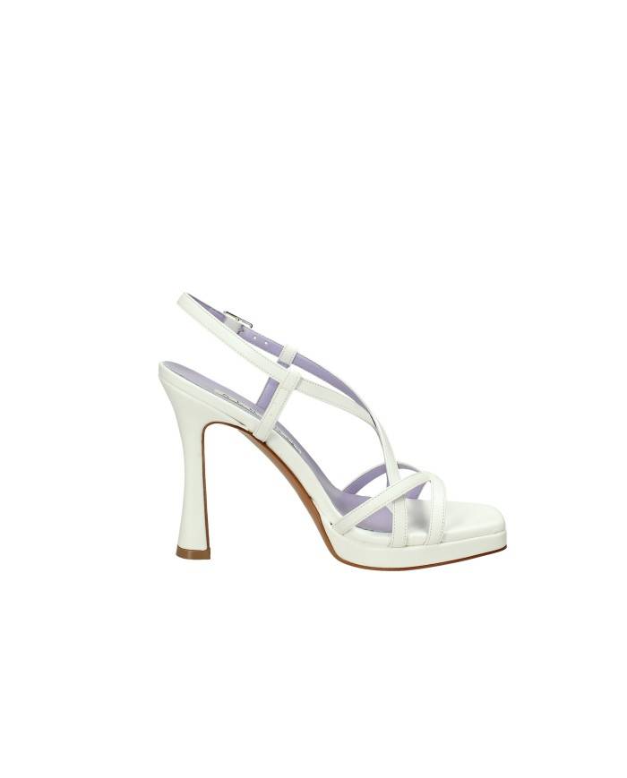 Albano 5215 Sandalo in pelle con tacco e plateau Bianco Albano 5215 Sandalo in pelle con tacco e plateau Bianco
