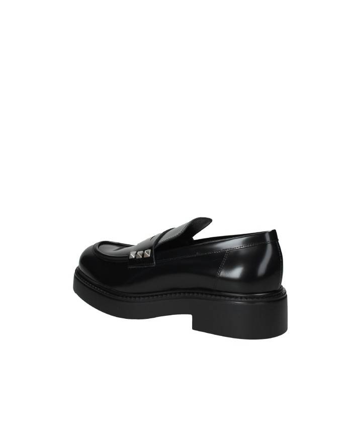 VSL 7709 Mocassino con borchie in pelle lucida Nero