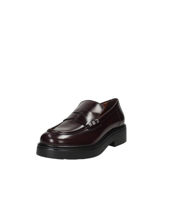 VSL 7709 Mocassino con borchie in pelle lucida Testa Moro