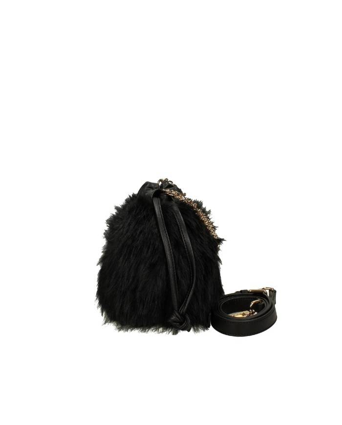 Innué c221 Borsetta con tracolla in pelle e pelliccia ecologica Nero