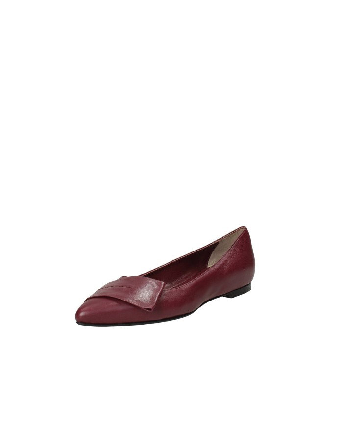 L'Arianna BL2405 Ballerina in pelle con fiocco Bordeaux