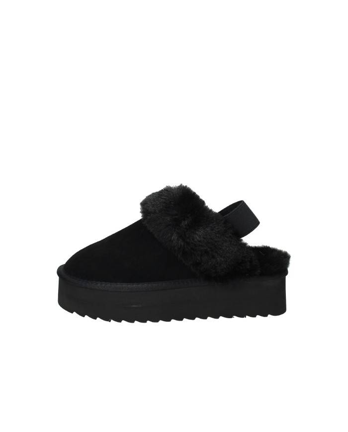 Colors of California ywpla07 Sabot con elastico furry slipper in camoscio Nero