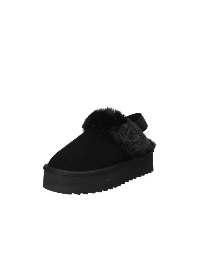 Colors of California ywpla07 Sabot con elastico furry slipper in camoscio Nero