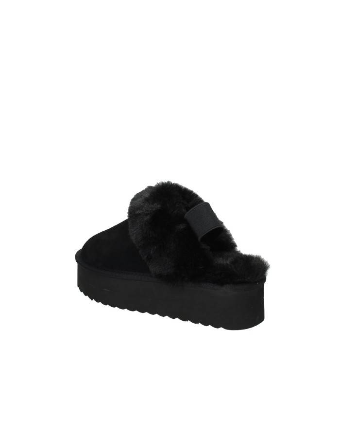 Colors of California ywpla07 Sabot con elastico furry slipper in camoscio Nero