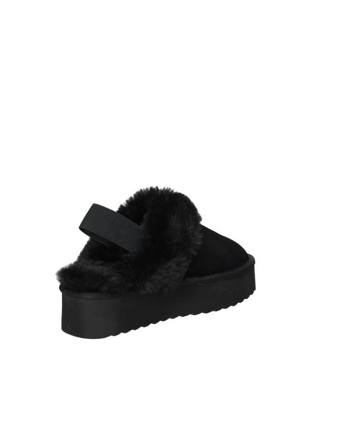 Colors of California ywpla07 Sabot con elastico furry slipper in camoscio Nero
