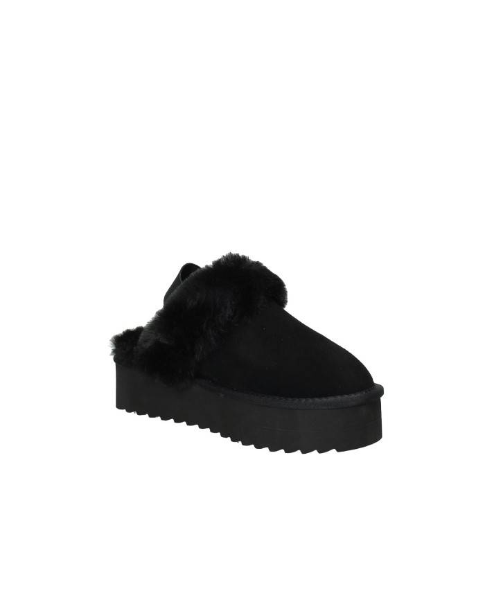 Colors of California ywpla07 Sabot con elastico furry slipper in camoscio Nero