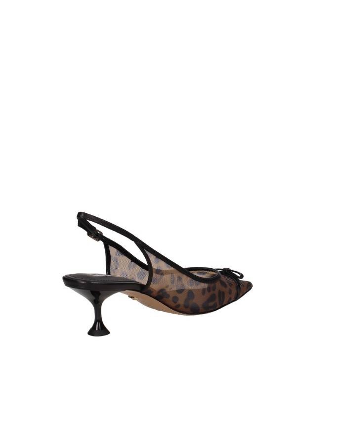 Lola Cruz 117z79bk Décolleté slingback in pelle e rete con stampata Leopardo