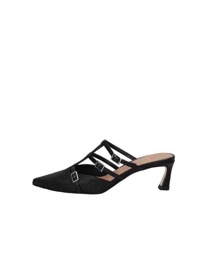 Chantal 2535 Sabot tre cinturini in pelle e rafia Nero Chantal 2535 Sabot tre cinturini in pelle e rafia Nero