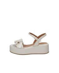 Gianmarco Sorelli 2214 Sandalo con zeppa e rouches in pelle Off White